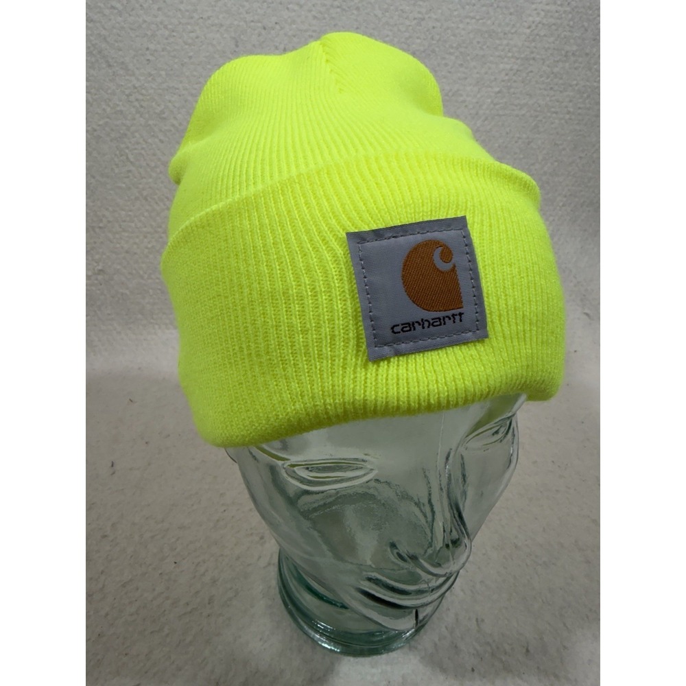 Carhartt Knit Beanie Hat Neon Yellow Watch Cap Workwear Streetwear Unisex